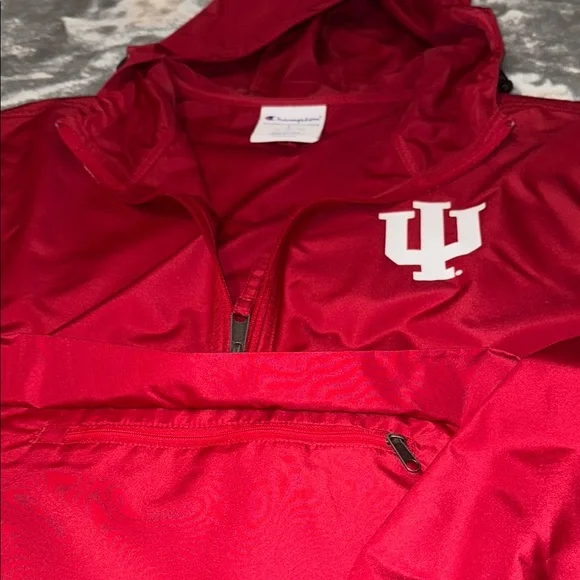NWOT Champion Small Red Indiana University Hooded Windbreaker - Picture 3 of 7